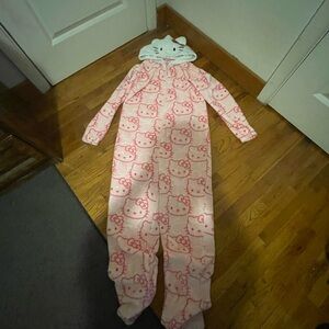 Hello Kitty Pink Patterned Kids Footie Onesie